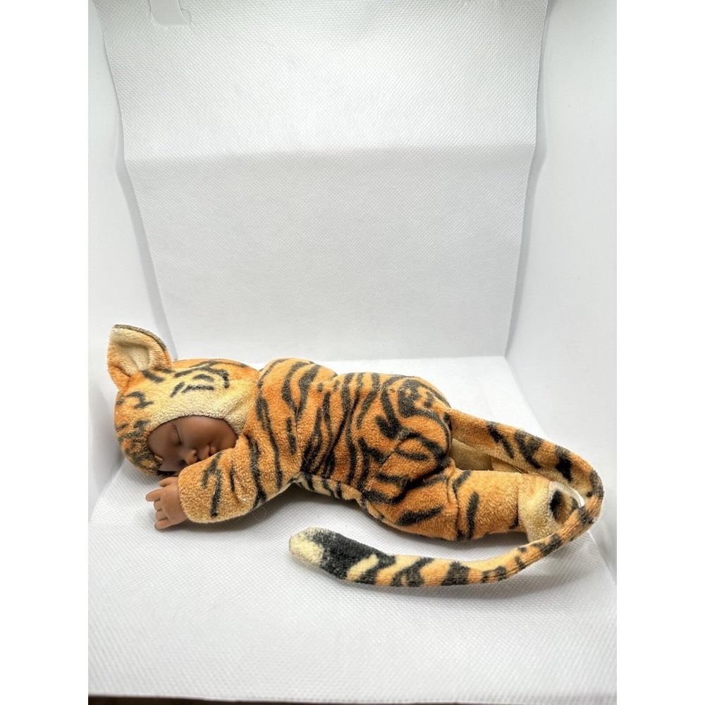Anne Geddes Tiger Baby Dark Skinned Beanie Plush Stuffed Animal Vtg Doll 9" RARE